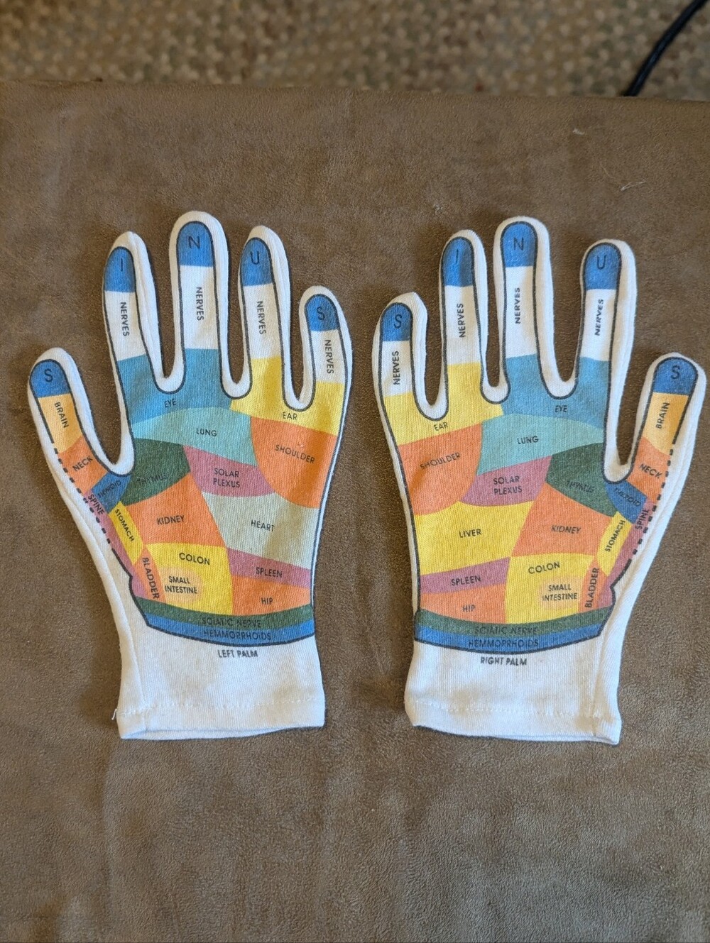 Reflexology Chart Gloves with Colorful Hand Map